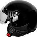 Yesmotor 3/4 Motorcycle Helmets Retro Open Face Vespa Scooters Helmet with Clear Visor for Men and Women- DOT Approved