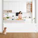 Retractable Baby Gate for Stairs 33 Height, Expands up to 118 Width Safety Gate for Infants, Toddlers, Dogs & Pets Easy Install, Secure Closure, White Mesh Design for Indoor & Outdoor Use