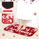 Tinideya Christmas Bathroom Rug 20"x 32" Xmas Bath Mat Red Xmas Bathroom Decor Reindeer Tree Snowflake Bath Mat Non Slip Absorbent Microfiber Washable Soft Holiday Shower Rug(Merry Christmas)