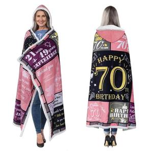 Bombline 70th Christmas Birthday Gifts for Women Men,1954 Sherpa Wearable Blanket Hoodie,Gifts for 70 Year Old Woman,70.8X47.3