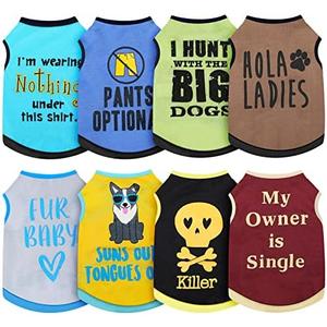 Saintrygo 8 Pieces Dog Shirts Pet Printed Clothes with Funny Letters Summer Pet T Shirts Cool Puppy Breathable Dog Outfit Soft Sweatshirt Cats(Vivid Pattern,Small) Saintrygo 8 Pieces Dog Shirts Pet Printed Clothes with Funny Letters Summer Pet T Shirts Cool Puppy Breathable Dog Outfit Soft Sweatshirt Cats(Vivid Pattern,Small)