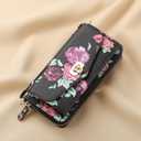 Crossbody Wallet Case for iPhone 17 Pro Max 6.9", Magnetic Detachable PU Leather Case with RFID Blocking Card Holder, Wristlet & Shoulder Strap, Flip Zipper Clutch Purse for Women - Black F