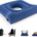 Multifunctional Seat Cushion,Inflatable Head Pillow,Adjustable Donut Pillow,Portable Backrest Cushion:Pressure Relief for Hemorrhoid, Tailbone Pain,Bed Sore,17.5"x17"x3.1"(Blue)