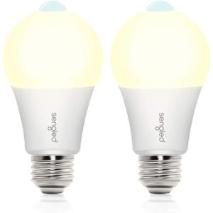 Sengled A19 Motion Sensor Light Bulb Outdoor/Indoor 11W (75-Watt Equivalent), Soft White Motion Sensing Light Bulb Built-in Photocell Sensor for Front Porch Garage Hallway 3000K 1200LM, 2 Pack