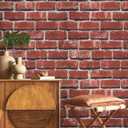 Red Brick Wallpaper Peel and Stick Contact Paper for Wall Faux 3D Brick Self Adhesive Contact Paper Rustic Removable Wallpaper for Fireplace Kitchen Bedroom Bathroom Waterproof 17.3inW 78.7inL