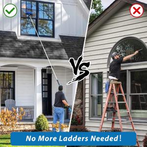 26 Foot High Reach Duster Kit with 5-19 ft Telescoping Extension Pole, High Ceiling Duster, Cobweb Duster, Window Squeegee, Feather Duster, Outdoor & Indoor Extendable Duster Cleaning Kit