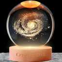 3D Galaxy Lamp Night Light 2.4 in. USB Sphere Light Crystal Ball Wooden Base Cool Lamps for Bedroom Teen Girl Gifts Trendy Stuff Kids Night Light Globe Light Elegant Design Home Decor (Galaxy)