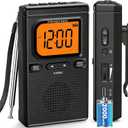 2000mAh Rechargeable AM FM Radio with Bluetooth Portable Transistor Pocket Radio with Digital Tuning, Flashlight, LCD Screen, Earphone Jack, Sleep Timer and Alarm Clock for Jogging