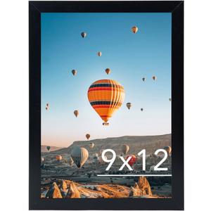 9x12 Picture Frame Black for Wall Hanging, Wall Mounting Horizontally or Vertically, 9 x 12 Wall Gallery Poster Photo Frame with Shatter Resistant Plexiglass, Black