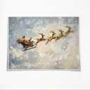 Vintage Santa Claus and Reindeer Wall Art - Christmas Farmhouse Holiday Print Rustic Christmas Decor Abstract Festive Canvas Art Poster for Gallery Living Room Bathroom 8x10inch Unframed (10L" x 8W")