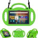 All-New Tablet Case for Kids, Sanyetral Shockproof EVA Cover with Handle, Bracket and Shoulder Strap, Incompatible with TCL Nokia Remarkable -Green