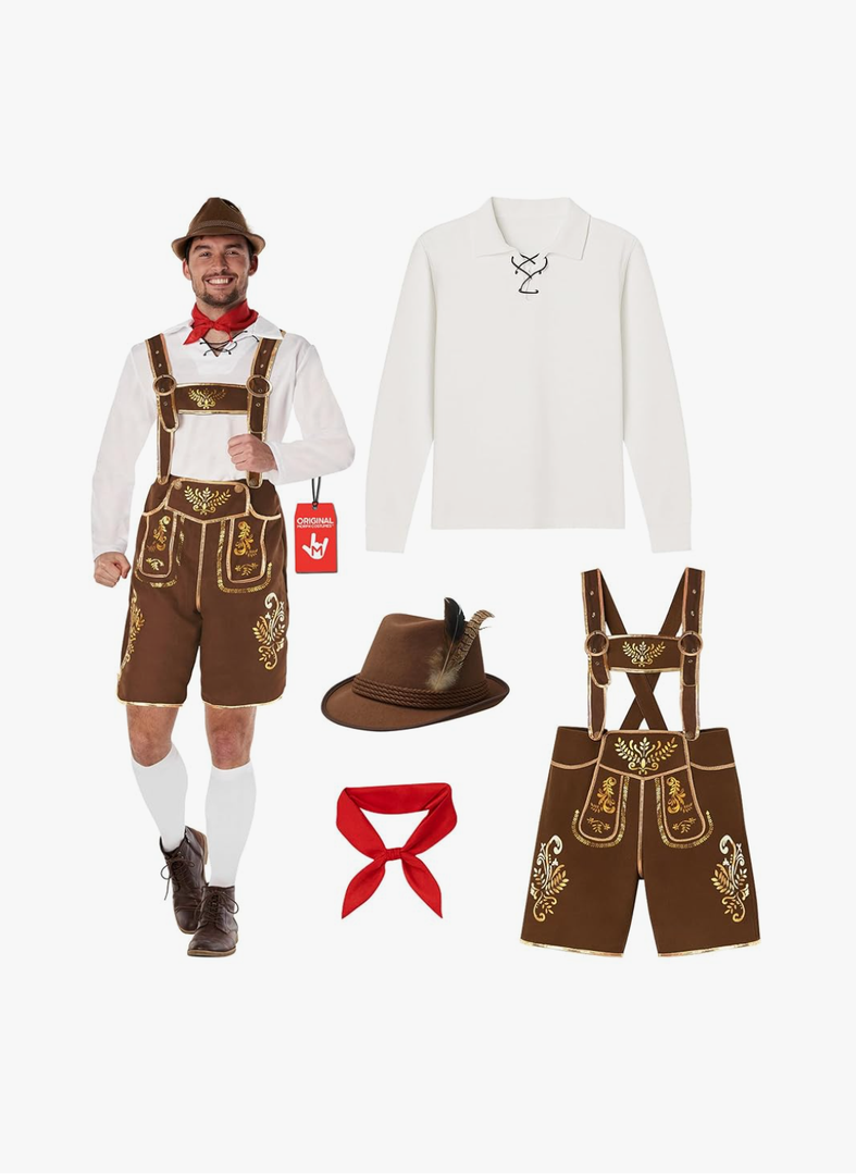 Morph Lederhosen Men Costume, Oktoberfest Costumes Mens, German Festival Costume, Halloween Costumes for Men (XL)