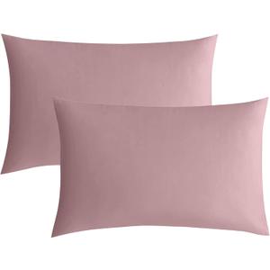 JELLYMONI Pillowcases Standard Set of 2 Cotton Envelope Pillow Covers Pink 2026in Bed Pillow Cases 100% Washed Cotton Soft Breathable (Pillows are not Included)