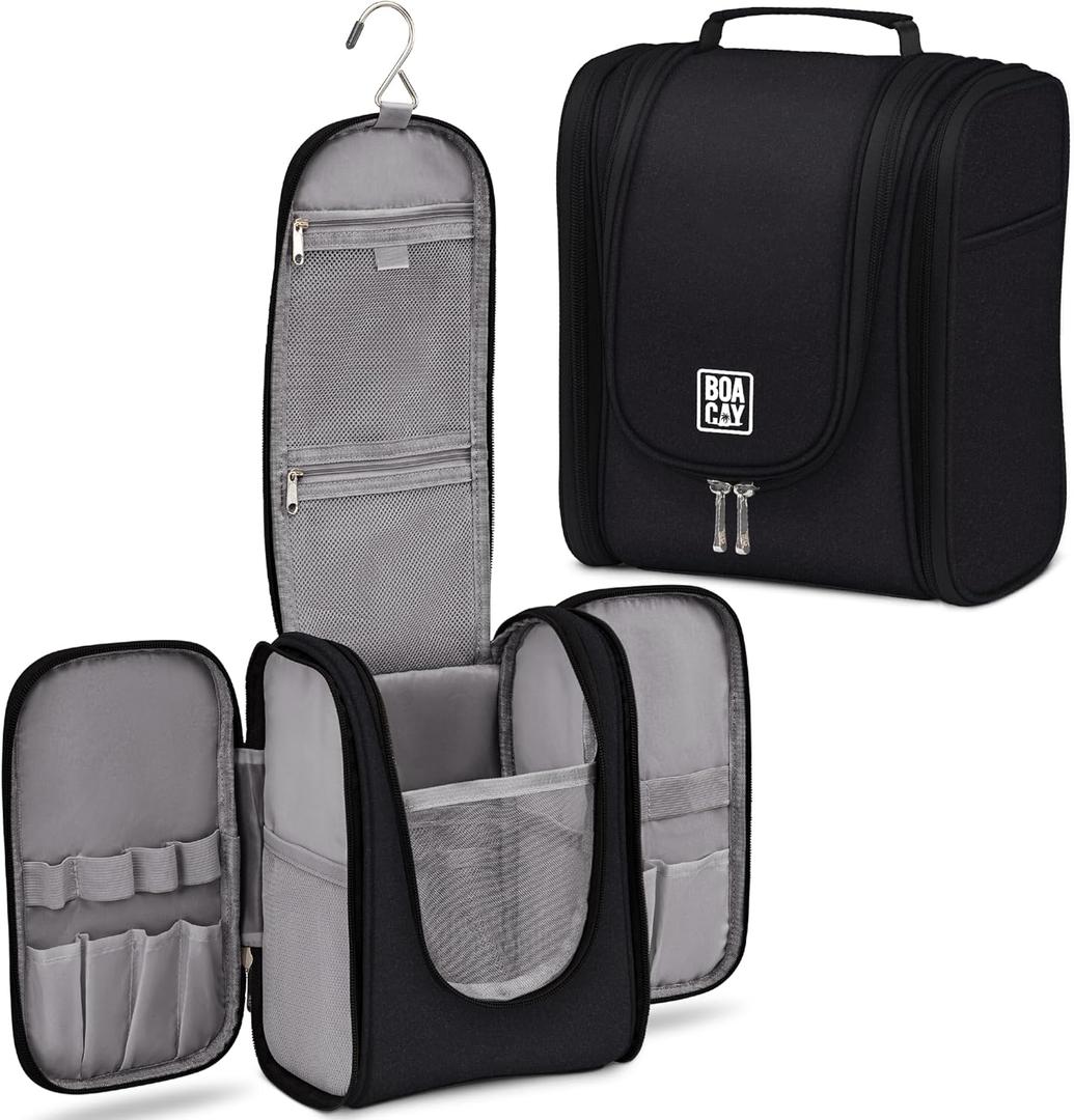 BOACAY Hanging Travel Toiletry Bag for Women and Men, Makeup Bag, Bathroom & Shower Organizer Kit for Accessories, Cosmetics, Travel Essentials