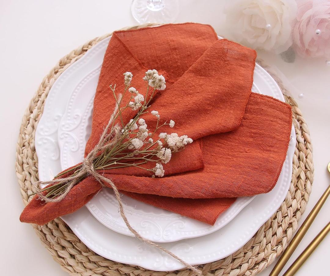 Dinner Cloth Napkins 10 Pack,Gauze Napkins 100% Natural Soft Cotton,Washable Fall Napkins for Wedding Decorative,Thanksgiving,Family Everyday Use,40 * 40cm (16 * 16 inches),Terracotta