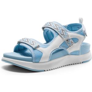 DREAM PAIRS Women's Walking Sandals Arch Support Orthopedic Recovery Hiking Sandals Thick Athletic Cushion Adjustable Strap for Plantar Fasciitis (9, White/Blue)