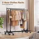 Hoctieon Z Rack Set of 2, Rolling Clothing Racks with Z-Base, Heavy Duty Garment Racks Set of 2, Clothes Rack on Wheels with Brakes, Clothes Organizer Rack Set of 2, Black