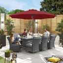 ABCCANOPY 9FT Outdoor Patio Umbrella, 8 Ribs Table Umbrella w/Crank for Easy Set Up, Suitable for Garden, Lawn, Deck & Backyard (Burgundy)