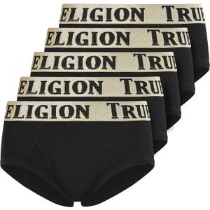 True Religion Mens Underwear 5 Pack Mens Briefs Soft Cotton (Small, Black)