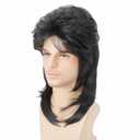 Mullet Wig Black 80s Men Wig,Punk Rocker Hair Party Daily Halloween Costumes Long Wigs