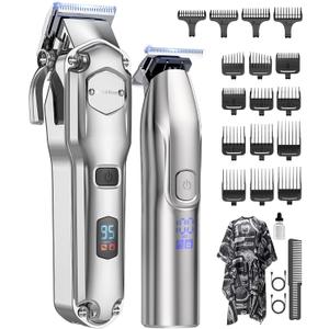 Jack & Rose Clippers and Trimmers Set, Cordless Hair Clippers for Men, Barber Clippers Set (Silvery)