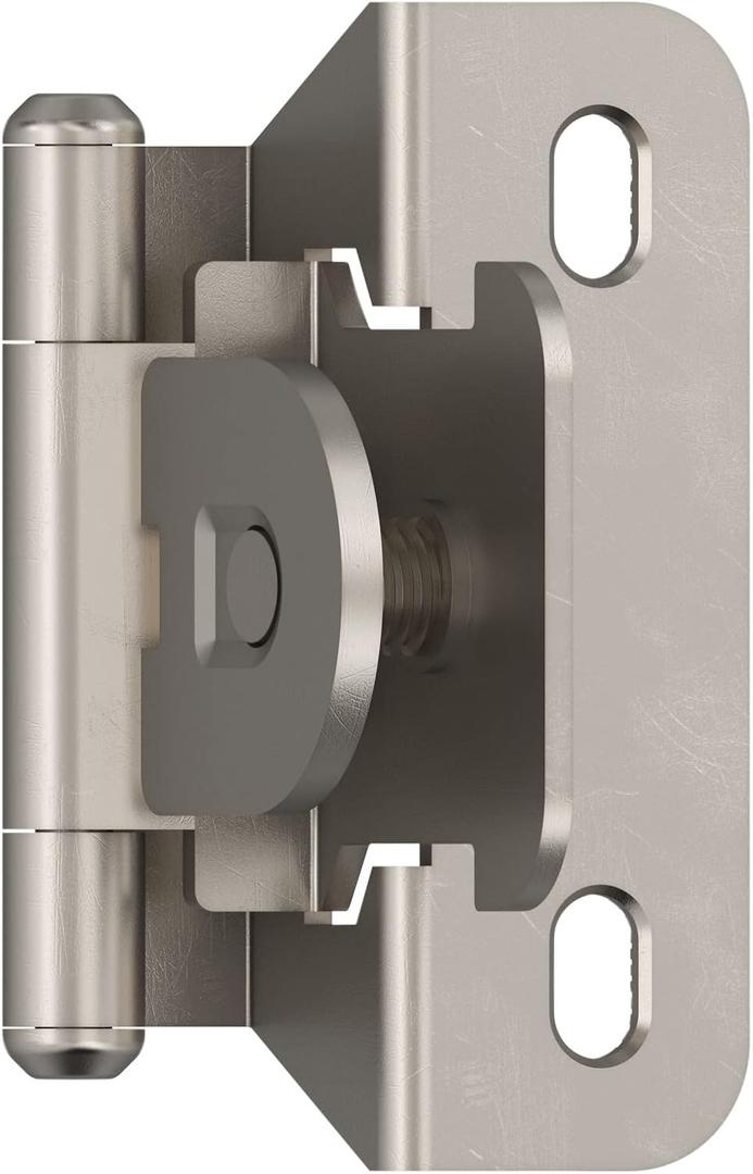 Amerock BPR8715G10 | Cabinet Hinge | 1/4 in (6 mm) Overlay Single Demountable | Partial Wrap | Satin Nickel | Kitchen Cabinet Door Hinge | 1 Pair/2 Pack | Functional Hardware