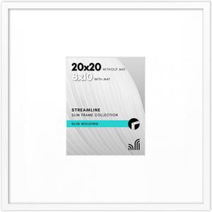 Americanflat 20x20 Picture Frame with Polished Plexiglass - Use as 8x10 Frame with Mat or Display 20x20 Photo Without Mat - Streamline Collection - Thin Border Square Frames for Wall Display - White