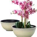 2 Pack 10 Inch Plant Pots,Durable Decorative Flower Pots Planters with Drainage Hole for Indoor and Outdoor Plants,Flowers,Succulents, White