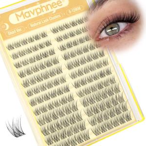 Short Lash Clusters Natural Cluster Eyelash Extensions 8-10-12MM Clear Band Cluster Lashes Extensions Wispy Individual Lashes CC-Curly Eyelash Clusters Pestaas Postizas Naturales 144Pcs DIY Lashes