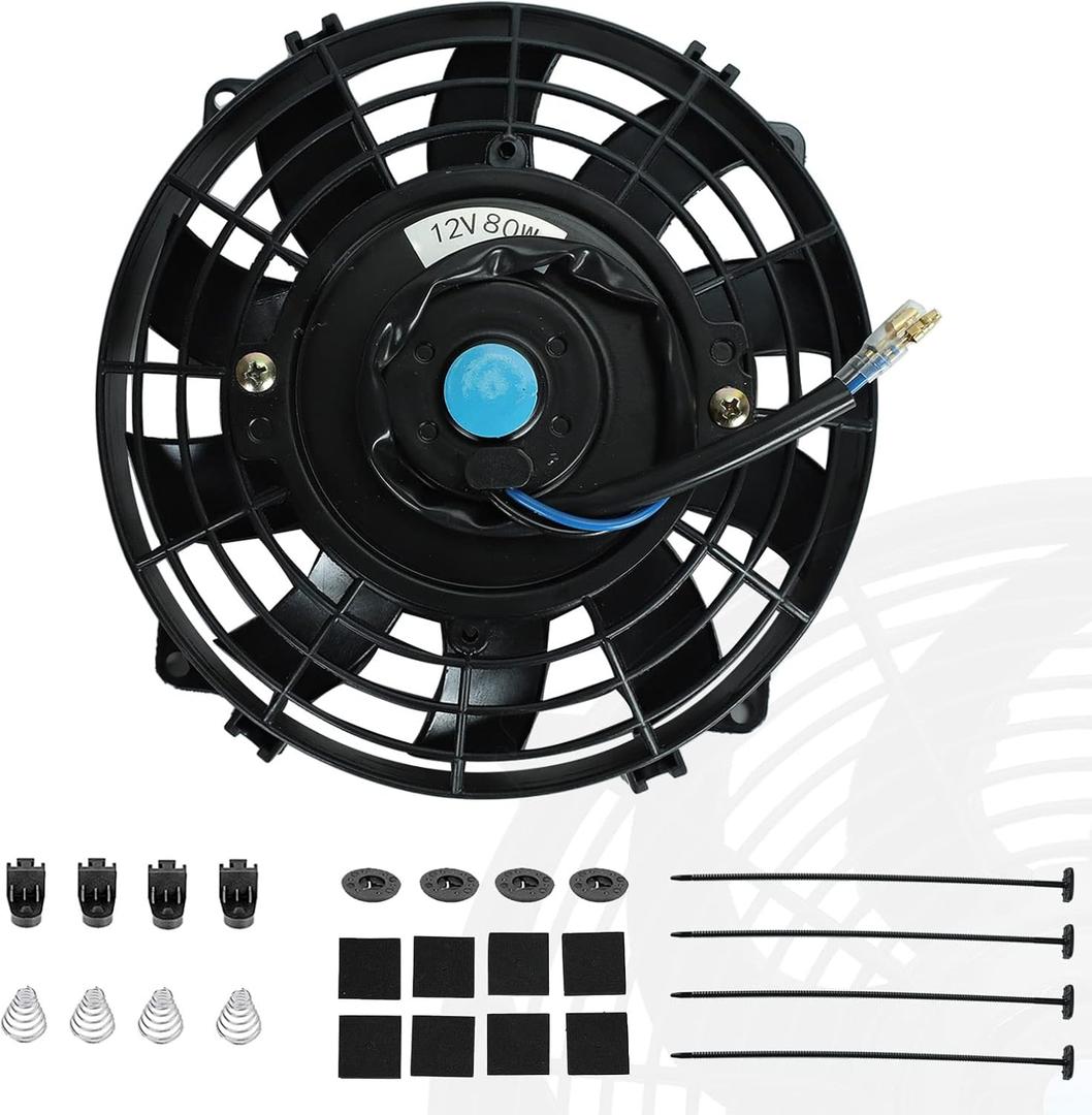 7" inch Universal Slim Fan Push Pull Electric Radiator Cooling 12V Mount Kit Black