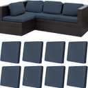 8Pcs Stretch Patio Cushion Covers, Outdoor Couch Covers Replacement, Outdoor Couch & Sofa Slipcovers, for Patio Furniture Cushion Covers, Washable Reusable Furniture Protector (Grey Blue, Cover Only)