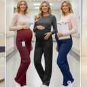3 Pack Women's Maternity Scrub Pants 6 Pockets Cargo Pants Stretchy Comfy Workwear Straight Leg Pregnancy Pants, Large