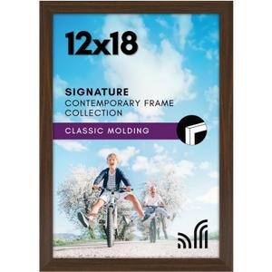Americanflat 12x18 Poster Frame with Shatter-Resistant Glass - Signature Collection - Gallery-Style Frames Made of Engineered Wood - Photo Frame for Wall Display - Walnut