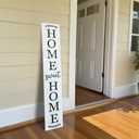 Home sweet home wooden porch sign Vertical hanging decorations Welcome sign front door standing Decorative sign 47x7.8Inch Plaques for Outside Yard Decor (Wood White)