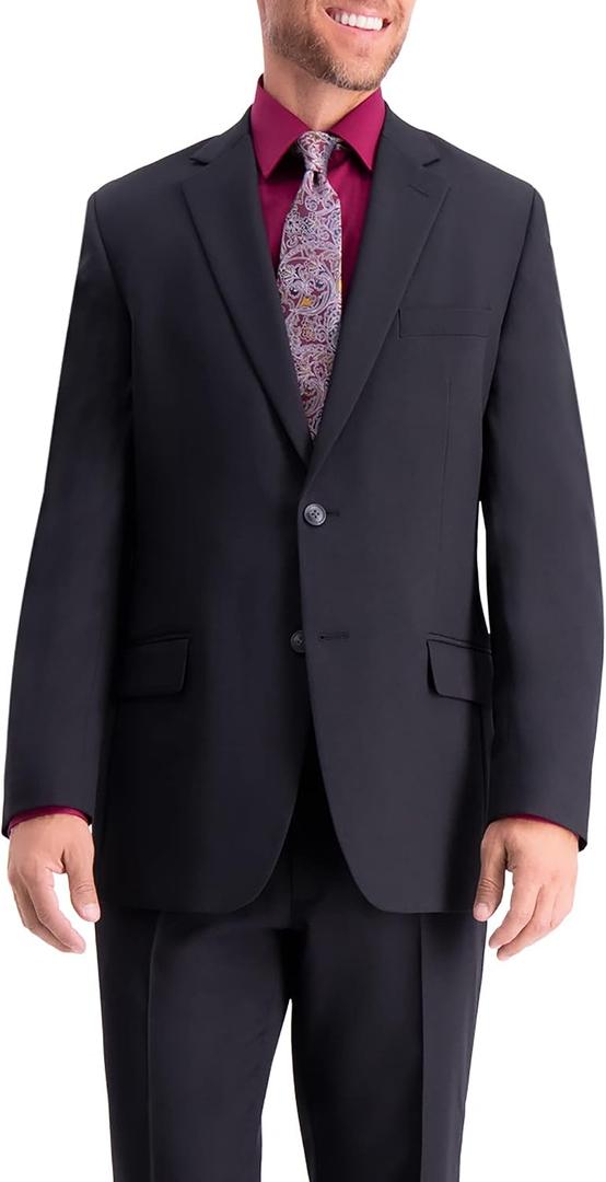 Haggar Men's Travel Performance Twill Tailored Fit Suit Separate Coat Suit, Black, 40R