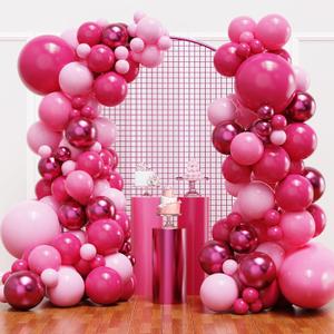 YMSZ Pink Balloon Garland Arch Kit, Hot Pink Balloons Metallic Balloon for Birthday,Princess, Wedding, Baby Shower, Valentine's Day Party Decorations