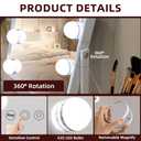 VANITII Vanity Mirror with Lights Hollywood Lighted Makeup Mirror with 9 Dimmable Bulbs Smart Touch Control 3 Colors Light for Bedroom, Detachable 10X Magnification, 360°Rotation