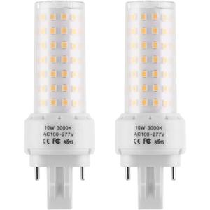 GX23-2 Base LED Light Bulb Plug and Play,3000K Warm White 2Pin LED PL Bulb, 13W 18W CFL Equivalent, Ballast Compatible 10W 2pcs (Warm White, GX23-2 Base)