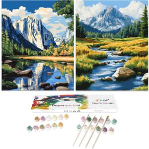 Jethami 2 Pack Yosemite National Park Paint by Numbers Kit for Adults Easy, Natural Landscape Wander Painting National Parks at Home Canvas Painting Art kit for Beginner Seniors 16x20 in