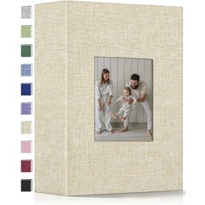popotop Photo Album 4x6-200 Photos Photo Books with 200 Horizontal Pockets,Linen Cover Albums for Family Wedding Anniversary Baby Vacation Pictures (Beige)