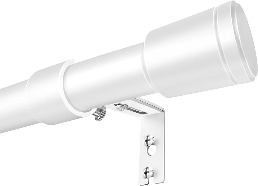 1 Diameter White Curtain Rods for Windows, 1 Pack 30-120 Inch Heavy Duty Window Rods, Long Adjustable Curtain Rod, Fits Most Standard Windows, Suitable for Bedroom, Living Room, Farmhouse