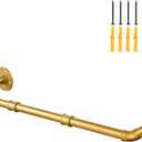 Industrial Gold Pipe Clothing Rack, Wall Ceiling Mounted Clothes Garment Rack 30'', Iron Golden Pipe Clothes Hanging Bar, Heavy Duty Metal Rod for Retail Display Closet Storage (29 inches)