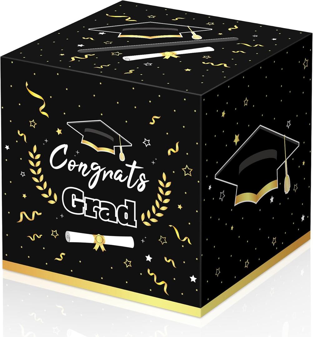 Kelool Graduation Card Box 2026 Graduation Decorations 2026 Congrats Grad Card Boxes 9x 9 x 9 inches Gift Cards Box for Graduation Party Favors Decor Supplies Props