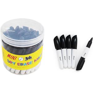 SKKSTATIONERY 36 Pcs Mini Dry Erase Markers, Whiteboard Markers, Marker Pens 3.5'', Black.
