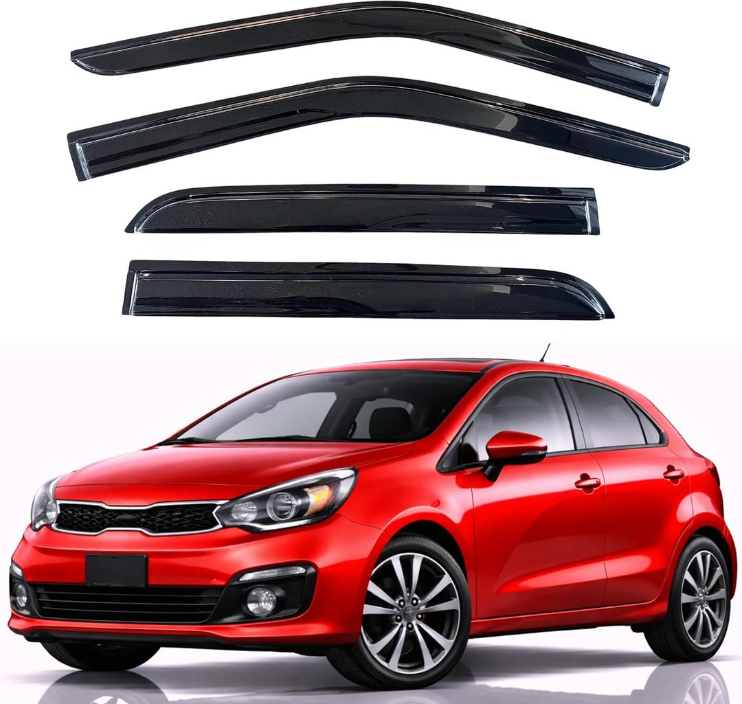KPY Rain Guards Fit for 2012-2017 Kia Rio Hatchback, Out-Channel Window Visors Vent Wind Deflectors 4PC, Car Accessories for 12-17 Rio Hatchback (Excludes Sedan)