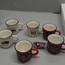 Suttmin 6 Pcs Christmas Mini Coffee Mugs Gifts with Plaid Ribbons Red Black Plaid Xmas Tree Truck 5 oz Christmas Ceramic Cups for Tiered Tray Decor Holiday Party Bar Kitchen Decorations