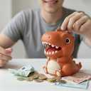 2 x Dinosaur Piggy Bank for Money Bank Coin Bank for Boys and Girls,Unbreakable Money Bank,Tyrannosaurus Rex Large Size Decoration Savings Christmas, Halloween, Birthday Gift (Brown)