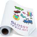 Koala Printable Vinyl Sticker Paper Roll for Inkjet Printers, 13 inch x 32.8 ft White Glossy Sticker Paper, Water-Resistant and Durable Sticker Printer Paper