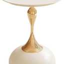 Metal Round End Table,Modern Pedestal Table,Corner Drink Tables,Accent Side Table Nightstand for Living Room,Patio and bar (Cream White)