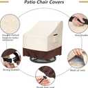 Patio Chair Covers 2 Pack, 33W x 35D x 38.5H inches, 600D Heavy Duty Waterproof Outdoor Furniture Cover, Patio Furniture Covers for Lawn/Garden Chiars, Beige & Brown